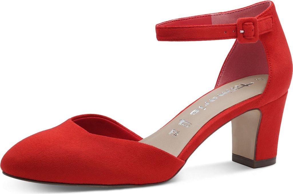 Tamaris Damen Pumps Fesselriemen Blockabsatz samtige Haptik Produktbild 3