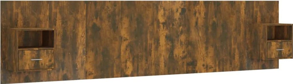 vidaXL Bettkopfteil mit Nachttischen Räuchereiche Holzwerkstoff