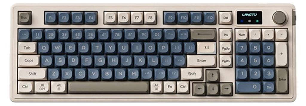 INF Tri-Mode 98-Tasten Bluetooth-Tastatur für Laptop, ABS, RGB, USB-C Grau