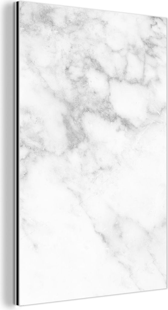 MuchoWow Wanddekoration Metall Metallbild Wandkunst 40x60 cm Marmor - Weiß - Grau - Luxus - Marmoroptik - Stein MuchoWow Aluminium Gemälde - Wand...