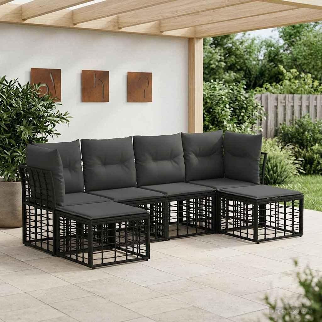 Maison Exclusive - Outdoor-Sofagarnitur Schwarz Polyester
