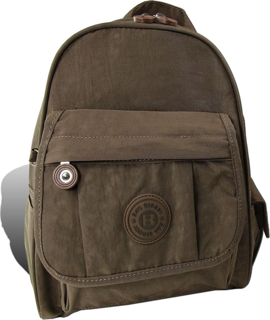 Bag Street Rucksack Crinkle Nylon braun trendiger Damen Cityrucksack D2ORJ201N