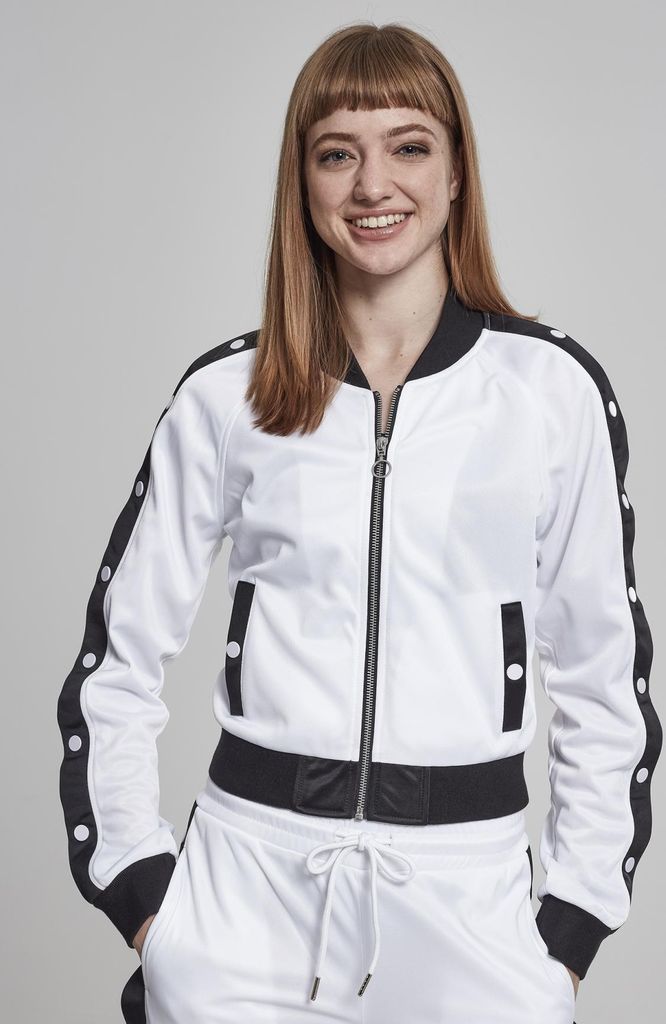 Urban Classics TB1996 | Ladies Button Up Track Jacket Trainingsjacke Damen - Farbe: wht/blk/wht - Größe: M