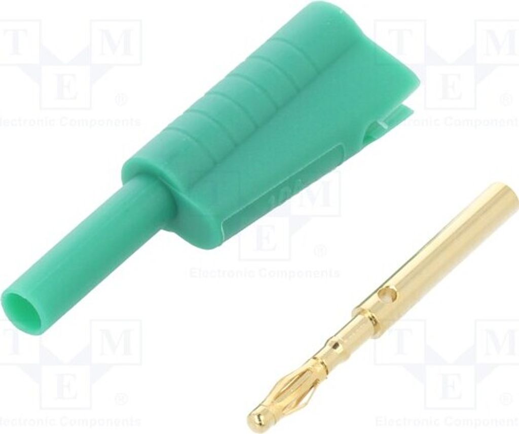1x Stecker grün 2mm Bananen 10A 60VDC 30VAC Anschlüsse: Löten FCR7366G Bananenste