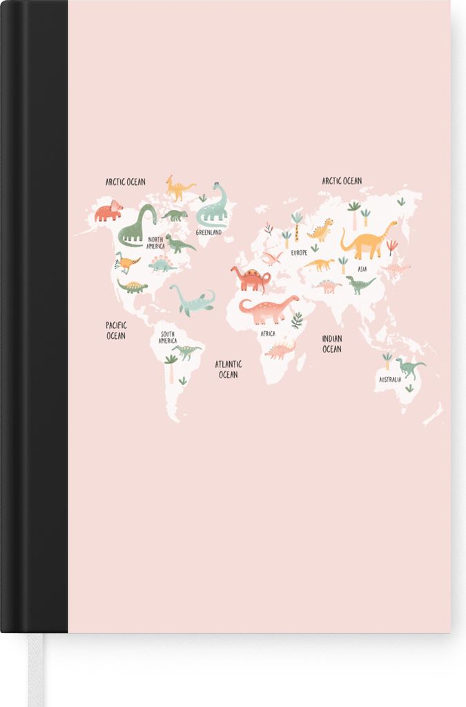 MuchoWow Notizbuch Tagebuch Haushaltsbuch Notebook A5 Kinderzimmer - Karte - Dino - Pastell - Notizblock - Notizheft - Notebook - Schreibblock - ...