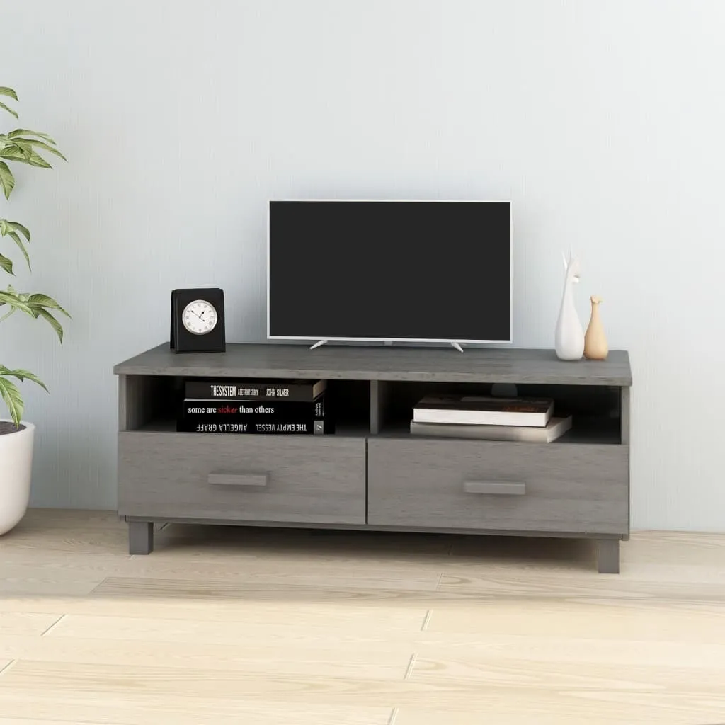 Mobile Porta TV HAMAR in Legno Massello 106x40x40 Grigio Chiaro