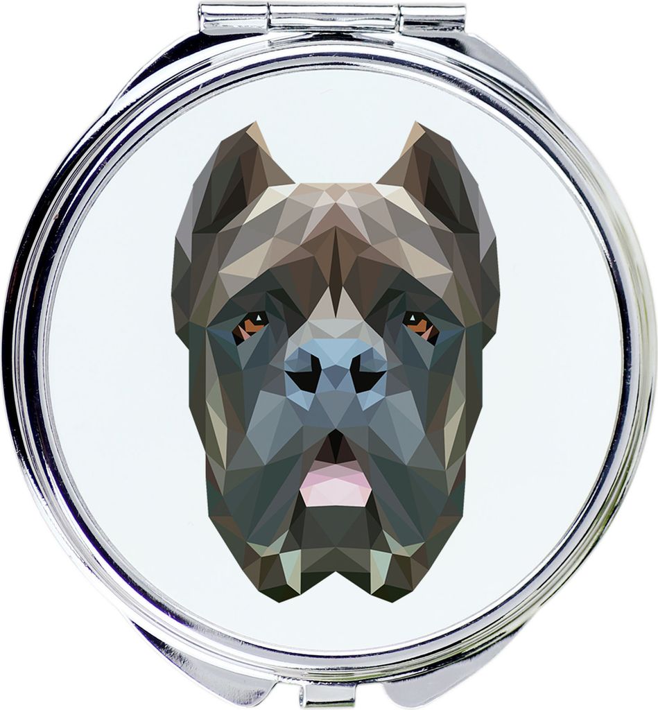 Cane Corso, Italienischer Corso-Hund, Cane di Macellaio - Spiegel mit Foto und geometrischem Aufdruck der Marke Art-Dog