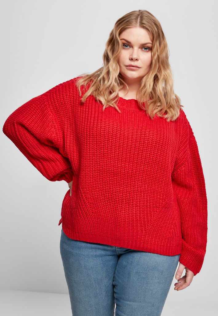 Urban Classics Damen Pullover Ladies Wide Oversize Sweater Fire Red -XXL