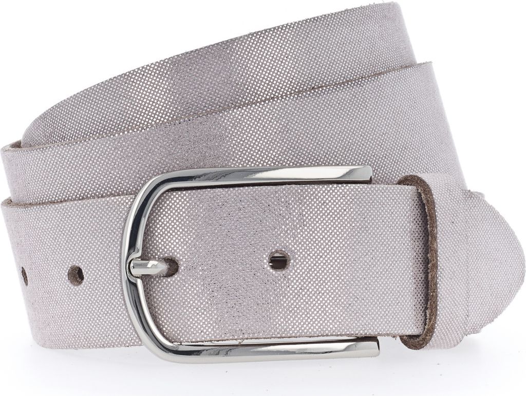 Vanzetti Leder Gürtel Glitter Radiance 35mm Metallic Belt W105 Light Pink / Silver Metallic roségoldfarben