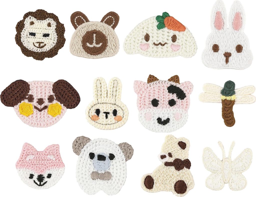 12 Stück Patches zum Aufbügeln, Tier Bestickte Aufnäher Flicken zum Aufbügeln Tierstil Nähen Applikation Reparatur, für Bügelaufkleber Kleid...