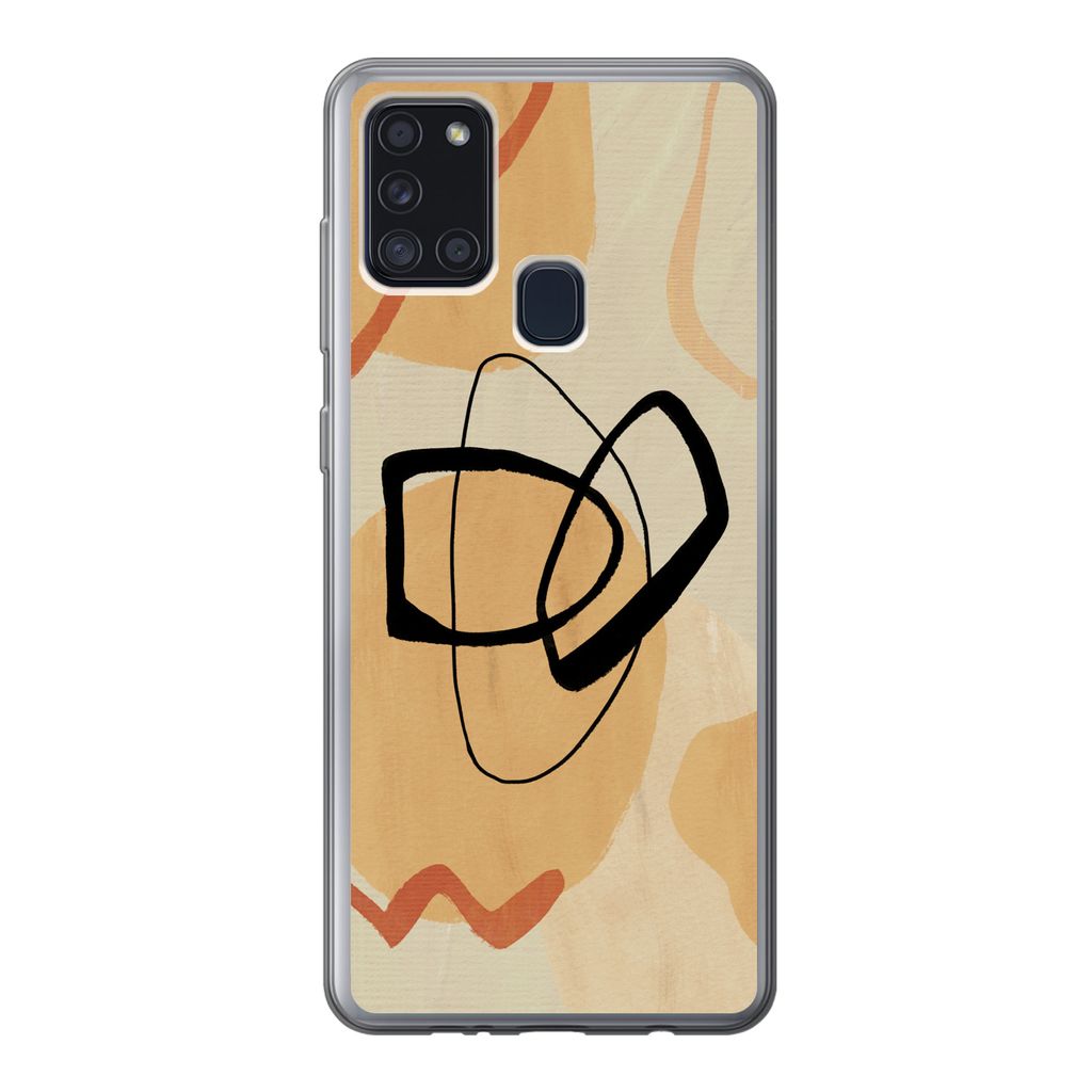 MuchoWow Handyhülle Schutzhülle Hülle für Samsung Galaxy A21s Kunst - Geometrische Formen - Abstrakt Silikon Softcase Handy Hülle - Hartschale