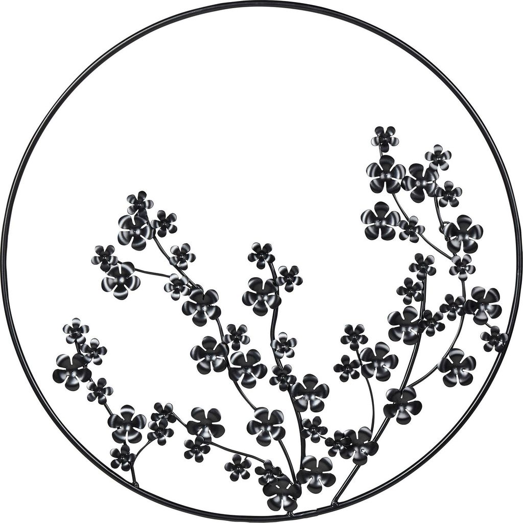 BELIANI Wanddekoration Schwarz Eisen Blumen Kreis Einteilig Handgemacht Modern Wandobjekt Wanddeko für Schlafzimmer Wohnzimmer Flur Küche Esszimmer