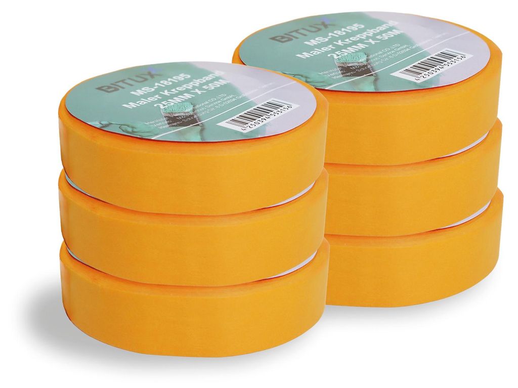 Bituxx 6x 50m Maler Kreppband 25 mm breit MS-18410