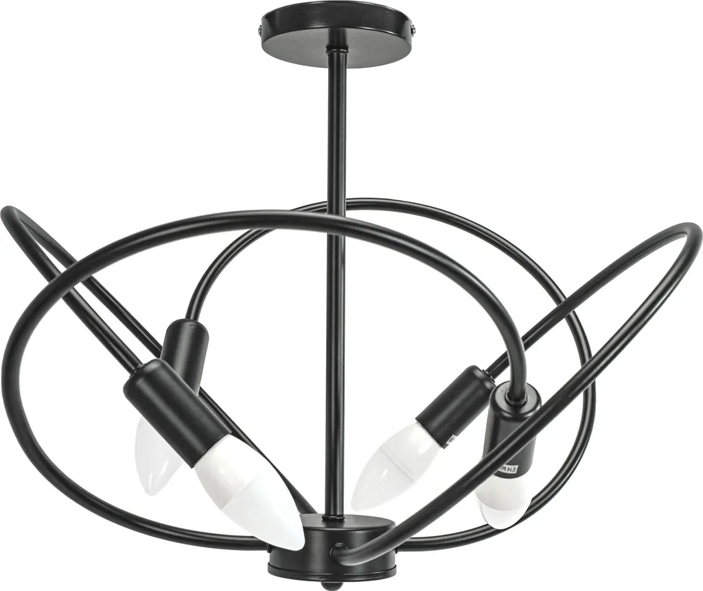 Lustre Industriel 4 Globes Noir Toolight APP1093-4C en Métal de Qualité