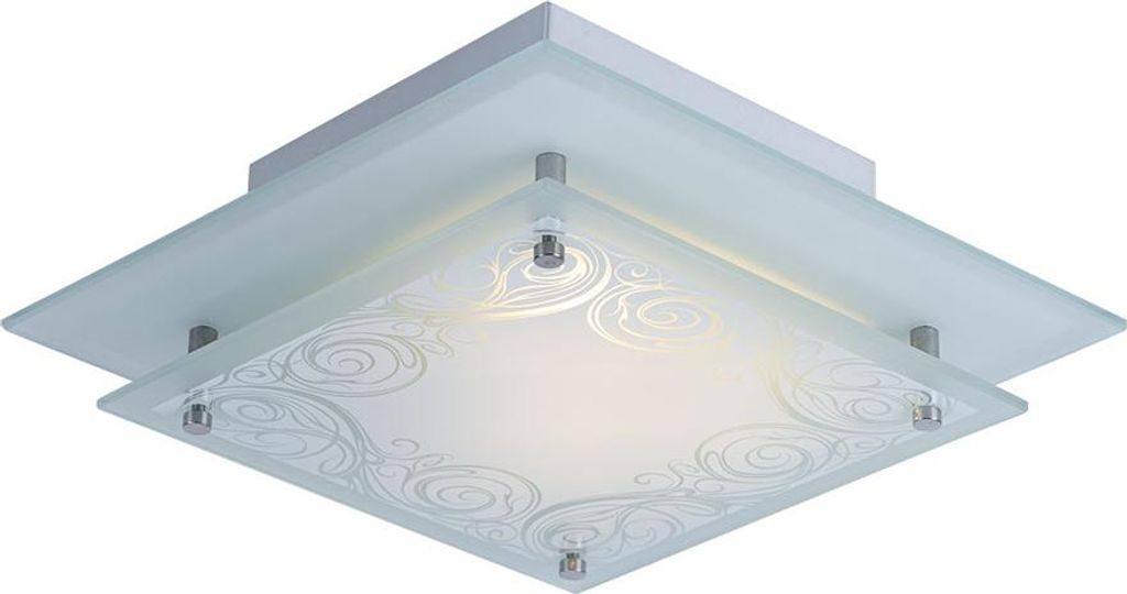 Deckenlampe, Glas satiniert, klar , Breite 22 cm,
