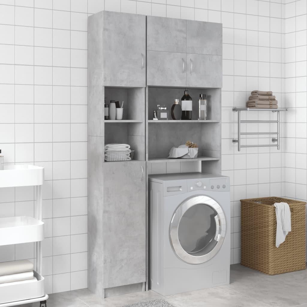 vidaXL Mobile da bagno grigio cemento 32x25,5x190 cm Immagine del prodotto 