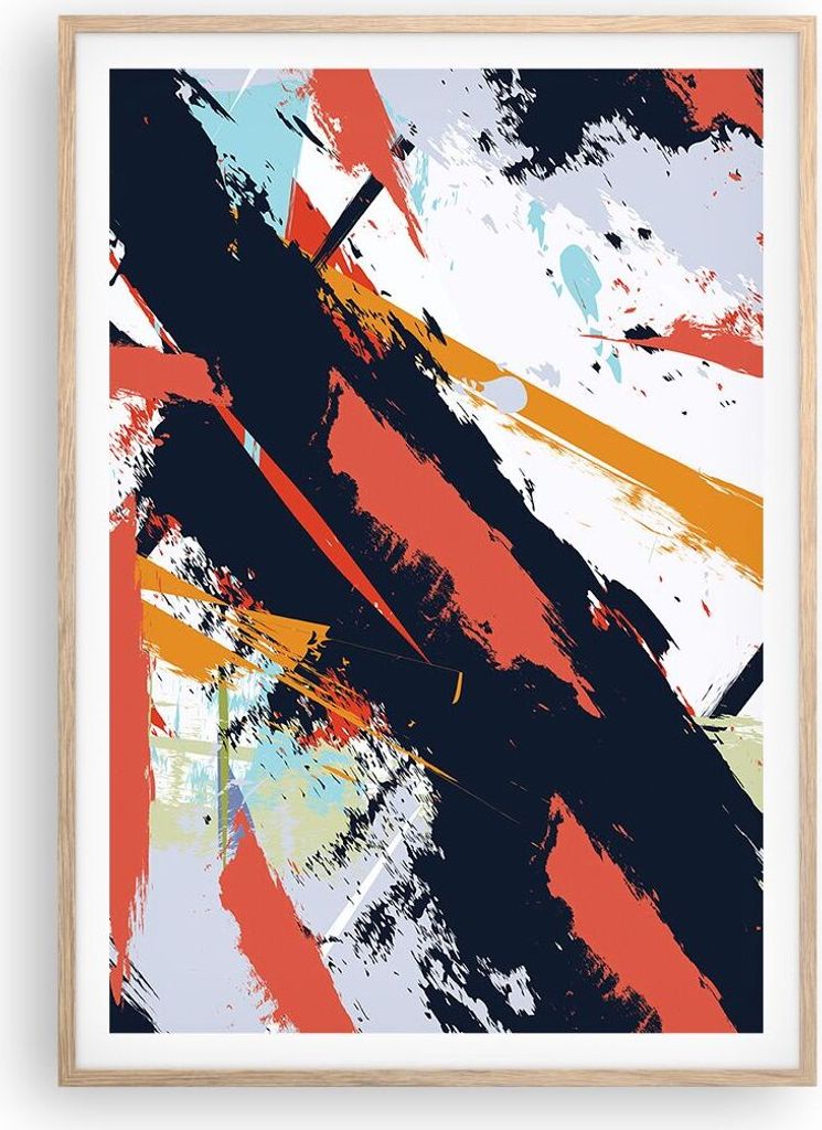 Gerahmtes Poster - Rahmen in heller Eiche - Abstraktion Graffiti Modern - 70x100 cm - Wand Bild - Wanddeko - Wandbilder - Wandposter - Bilderrahmen...