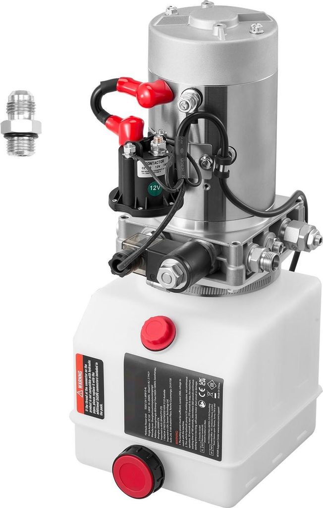 Hydraulikaggregat - Einfachwirkende Hydraulikpumpe für Kippanhänger - 12 V - Max. Druck 22 MPa - Fördermenge 3,4 L/min - Metallbehälter 3,8 L -...