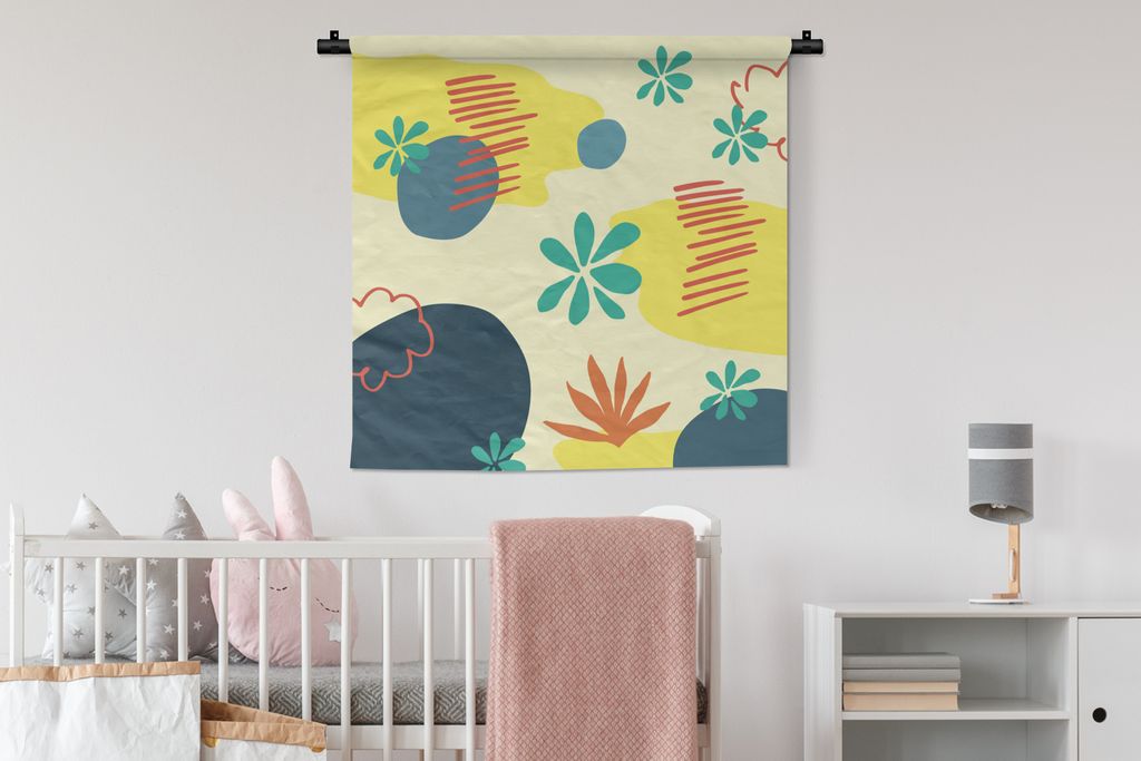 MuchoWow Wandteppich Wandbehang Sommer - Flecken - Formen - Pastell 90x90 cm Tapisserie Dekoration Wandtuch - Wandaufhänger
