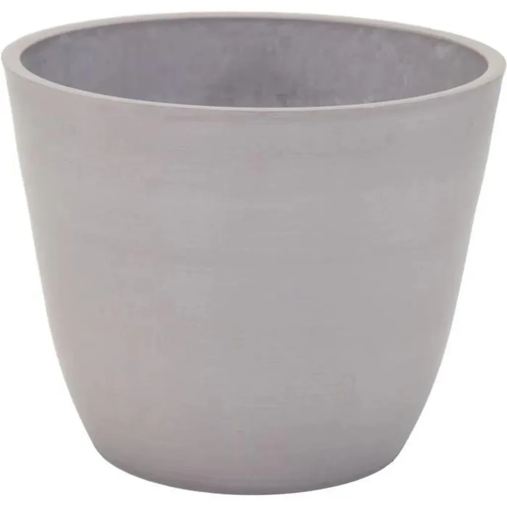 Grand pot de fleurs rond en Ecostone Taupe Ø 41 cm pour terrasse chic