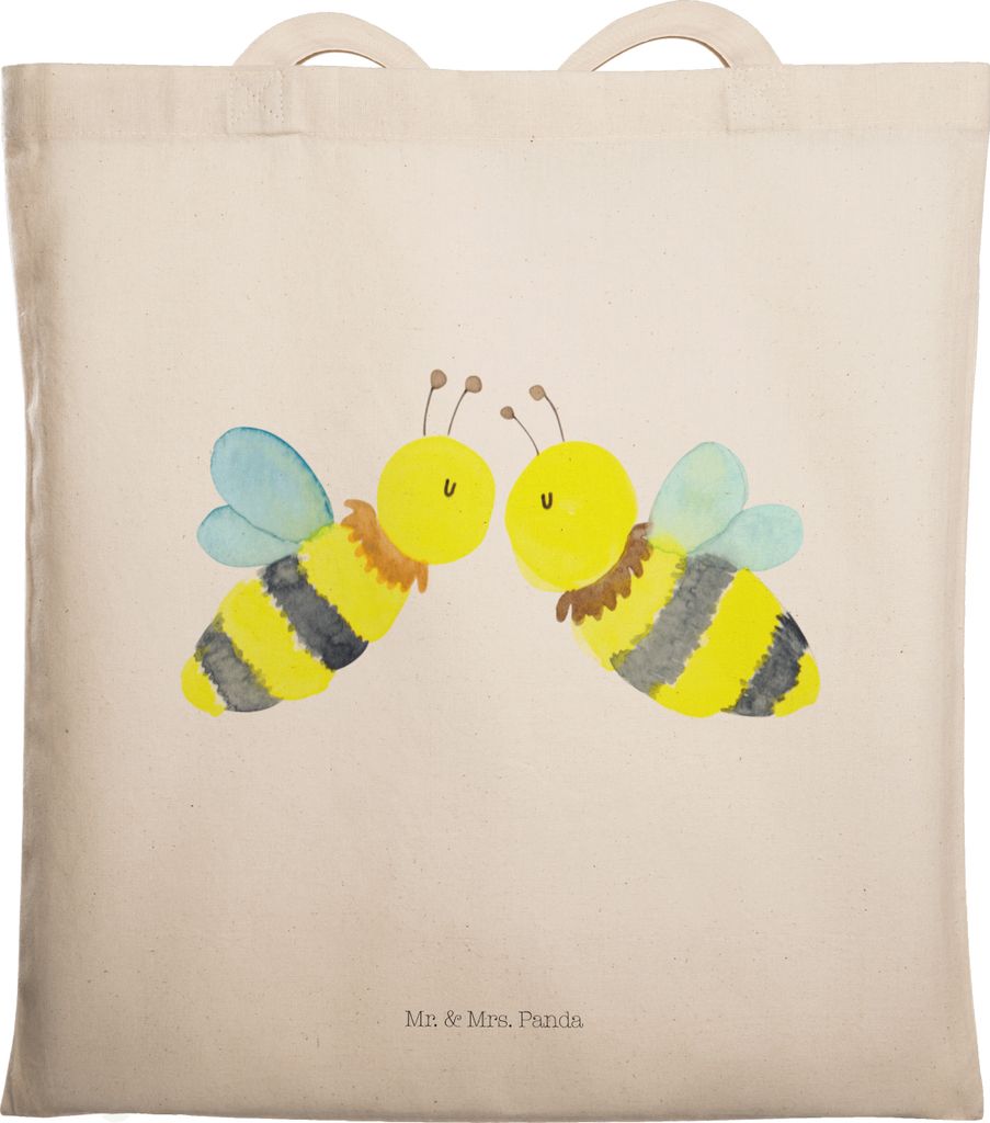 Mr. & Mrs. Panda Tote Bag Biene Liebe - Transparent - Geschenk, Shopping Tasche, Laptoptasche, studententasche, stoff shopper