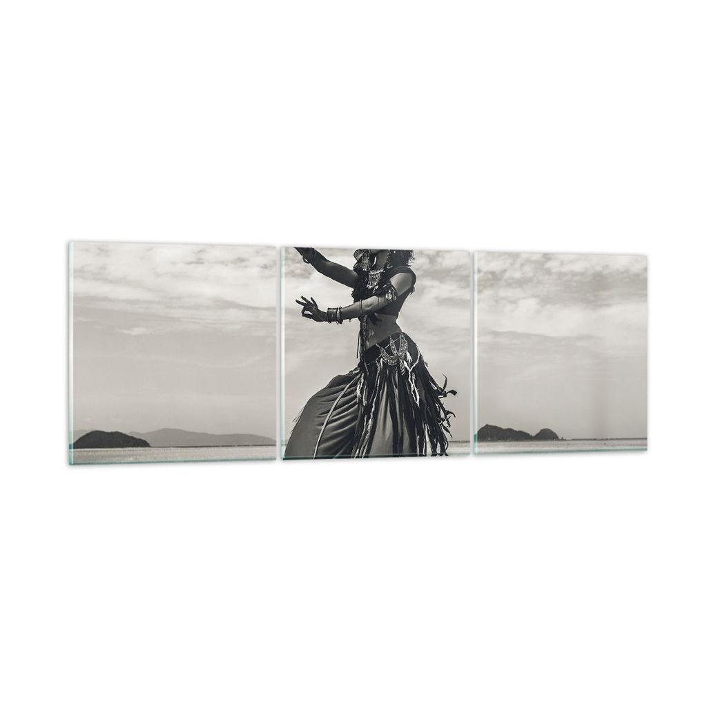 Bilder auf glas - 3 Teile - Tänzer Folk Oriental - 120x40cm - Glasbilder - Wandbilder - Bilder - zum Aufhängen bereit - Wanddekoration aus Glas -...