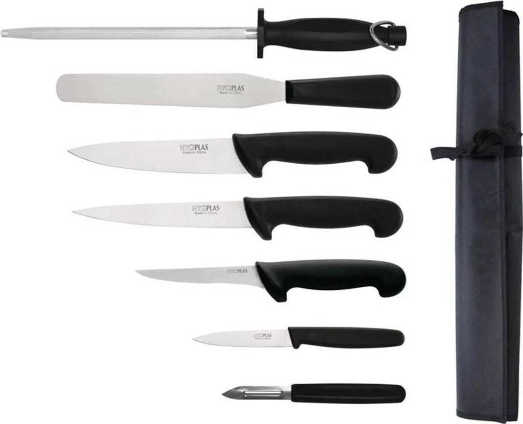 Hygiplas 7-teiliges Messerset mit 20cm Kochmesser und Tasche