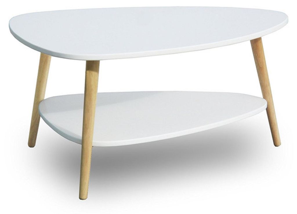 Table basse moderne, étagère, pieds en bois, ModernHome Image du produit 