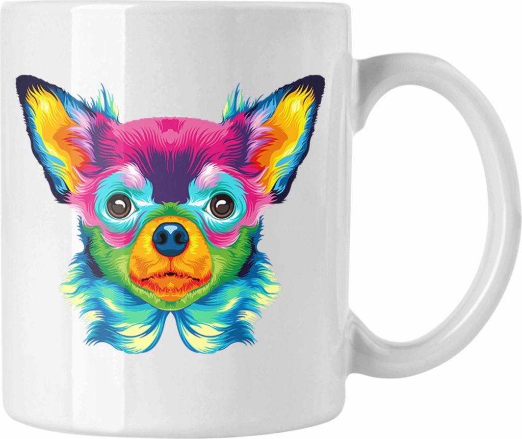 Trendation - Chihuhahua Mama Besitzer Tasse Kaffee-Becher Geschenkidee Frauchen Herrchen Herz Bunte geschenkidee (Weiß)