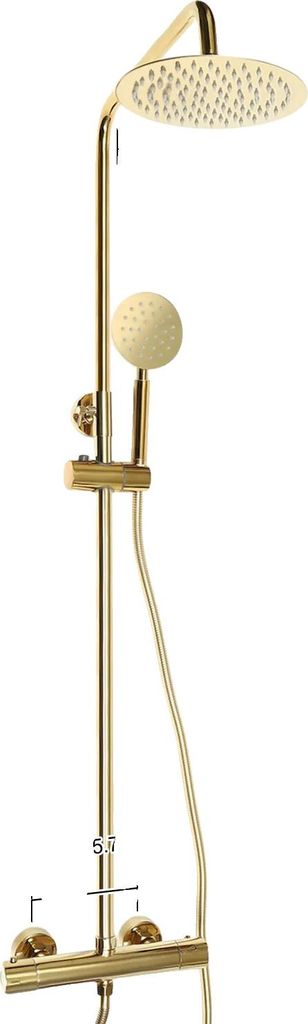 Duschsystem, Thermostatsteuerung, 360° verstellbare Regendusche, Gold