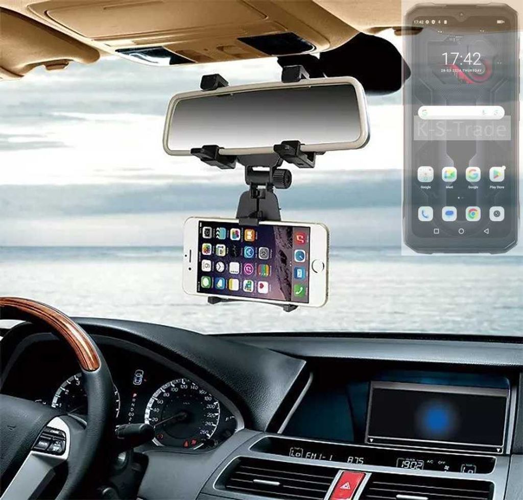K-S-Trade Smartphone Halterung kompatibel mit Hotwav Cyber 15 Rückspiegel Halterung schwarz Auto Halterung KFZ Halter