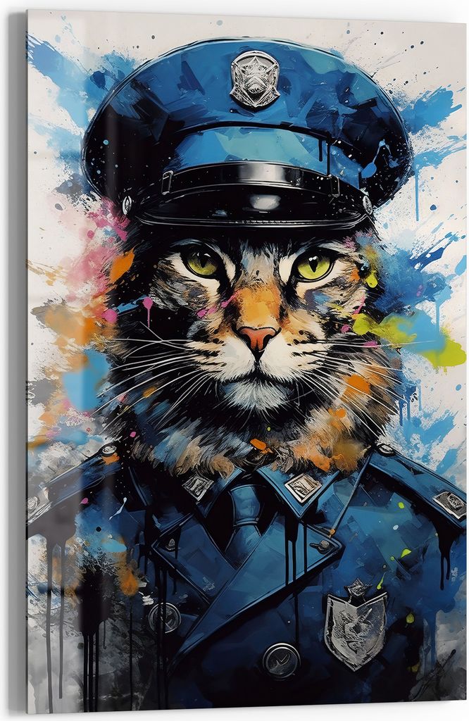 DEQOART Magnettafel Glas 60x90 cm 'Katzenkommissar' beschreibbar Whiteboard Pinnwand Küche