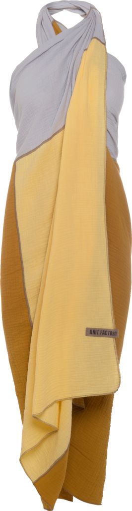 Knit Factory Fay Pareo - XL Musselintuch - Strandtuch - Ocker/Citrus - 180x130 cm
