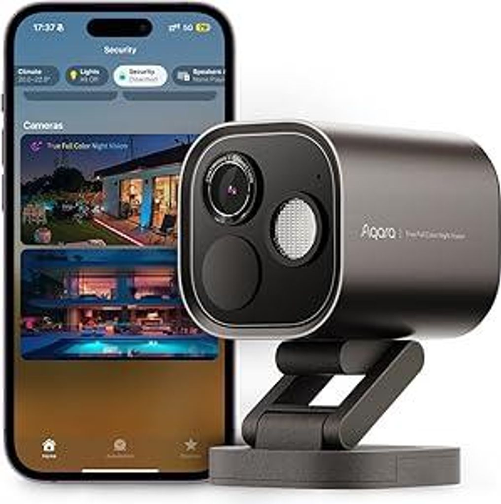 Aqara 4MP Kamera-Hub G5 Pro WLAN, Echtfarbe Nachtsicht Überwachungskamera Aussen, 2,4/5GHz, HomeKit Secure Video, Thread-Grenzrouter, Lokale Erken...