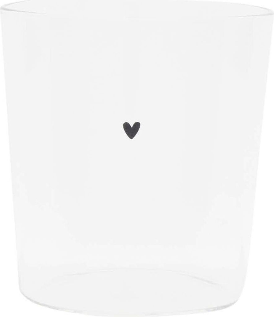Wasserglas HEART mit kleinem schwarzem Herz 300ml Glas Bastion Collections