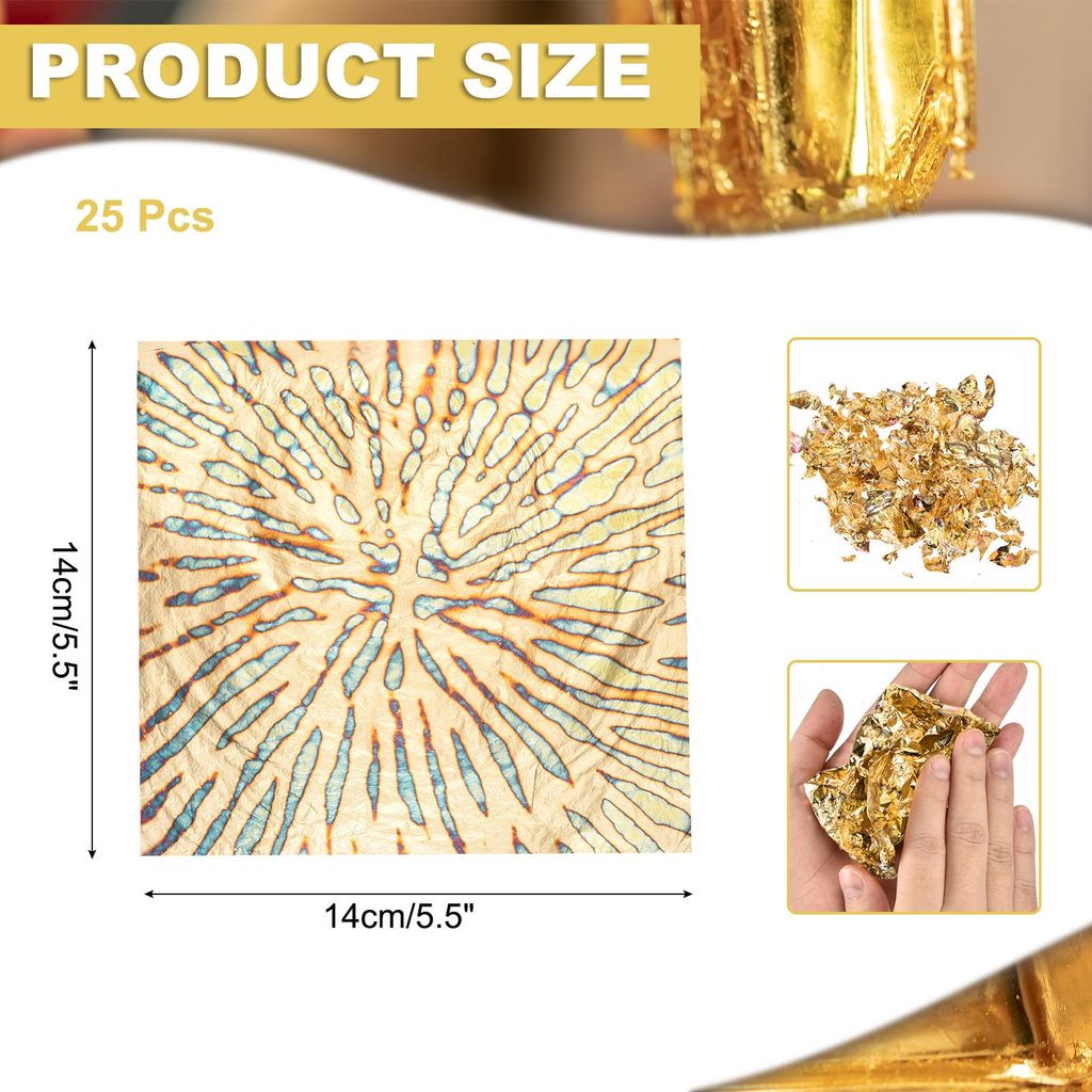 25 Stš¹ck Blattgoldbl?tter 5,5" x 5,5" Imitationsgoldfolienbl?tter Marmoriertes Heft mit Muster fš¹r Basteln, Bilderrahmen, N?gel und DIY-Kunst...