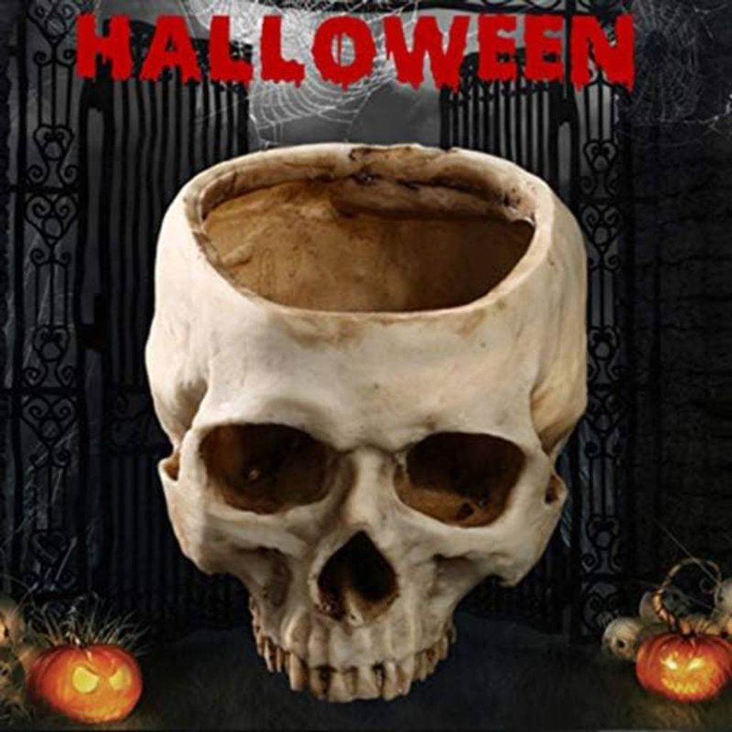 Totenkopf Blumentopf Schädel Blumentopf Skull Blumentopf Halloween Totenkopf Deko aus Harz als Geschenke Ornamente für Pflanzen/Büro/Schreibtisch,