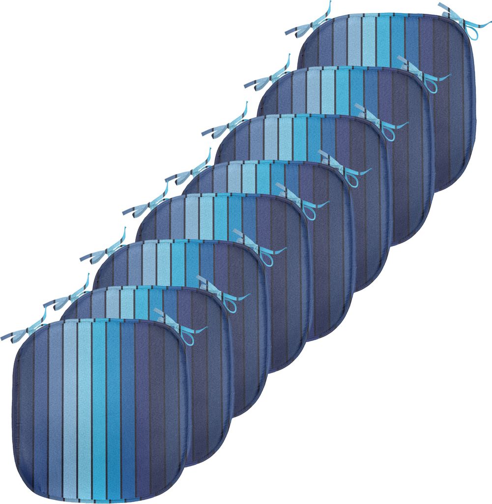 ABAKUHAUS Marine Polster für Esszimmerstühle, Plaketten in Blue Borders, Dekoratives wasserfestes Kissen mit Riemen für Küchensitze, 40 cm x 40...