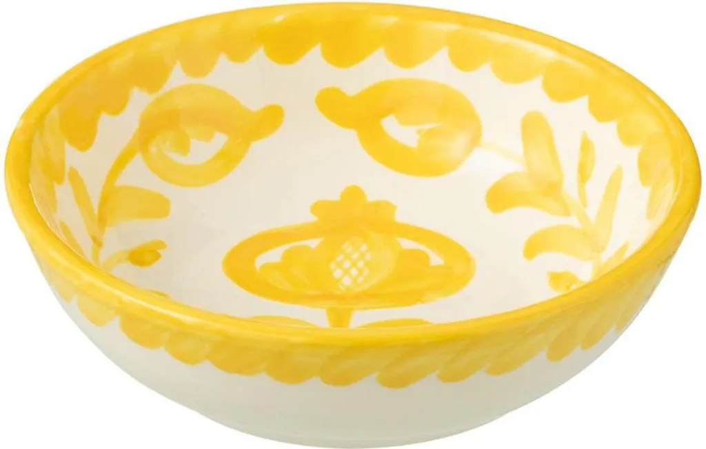 Vide-poche Design Granada J-Line Céramique Blanc et Jaune pour Entrée 14cm