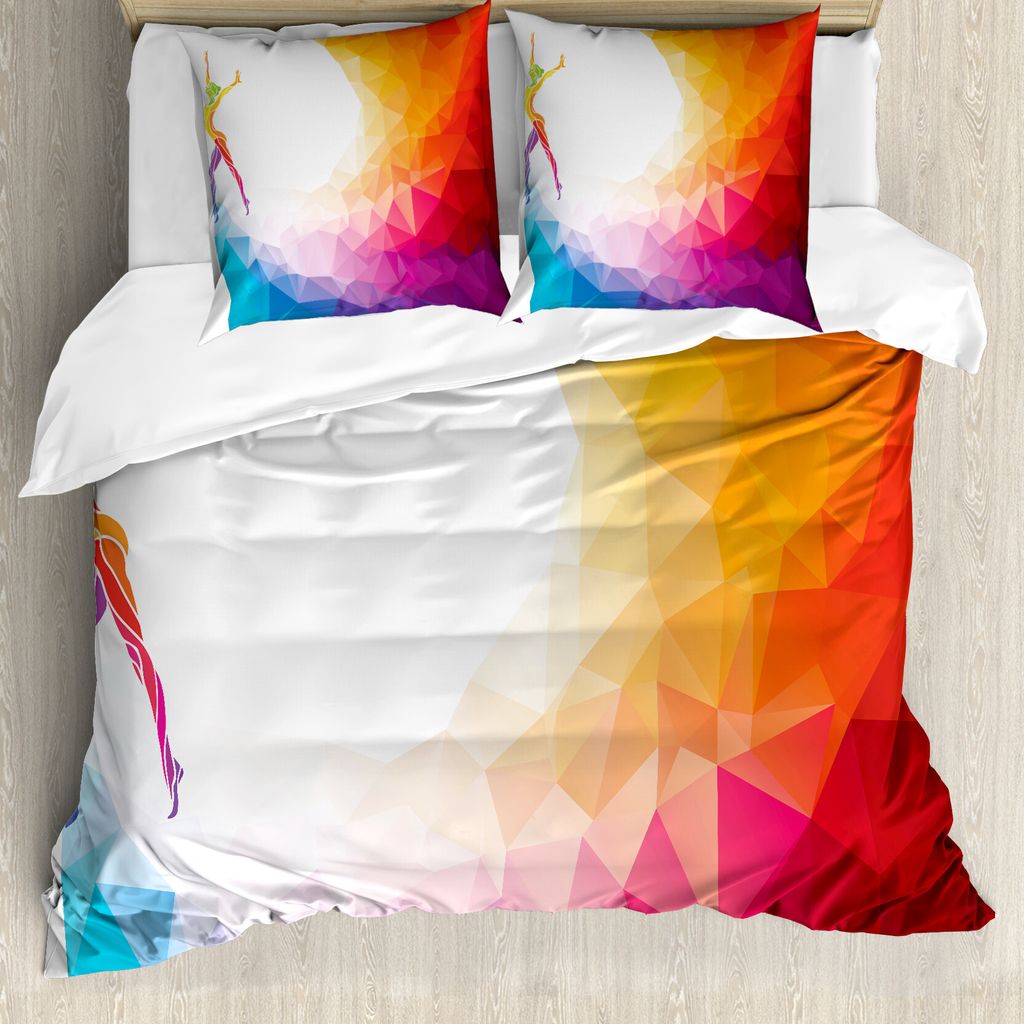 ABAKUHAUS Sport Bettbezug, Gymnastik-Mädchen, Milbensicher Allergiker geeignet mit Kissenbezügen, 155 cm x 220 cm - 80 x 80 cm, Mehrfarbig