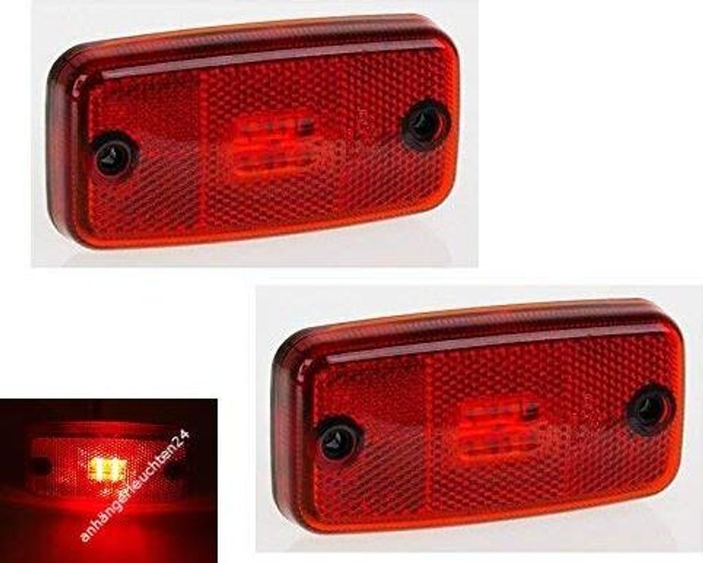 Friso LED Umrissleuchte Begrenzungsleuchte Positionsleuchte ohne Halter 12-30 V Anhänger LKW Wohnwagen Nutzfahrzeuge Trailer (rot)