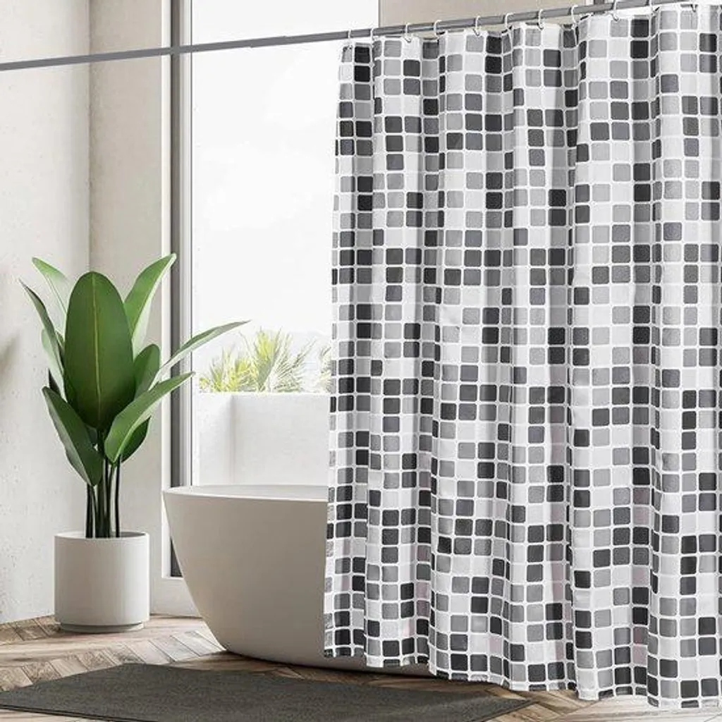 Rideau de douche textile imperméable au design mosaïque moderne 180x180