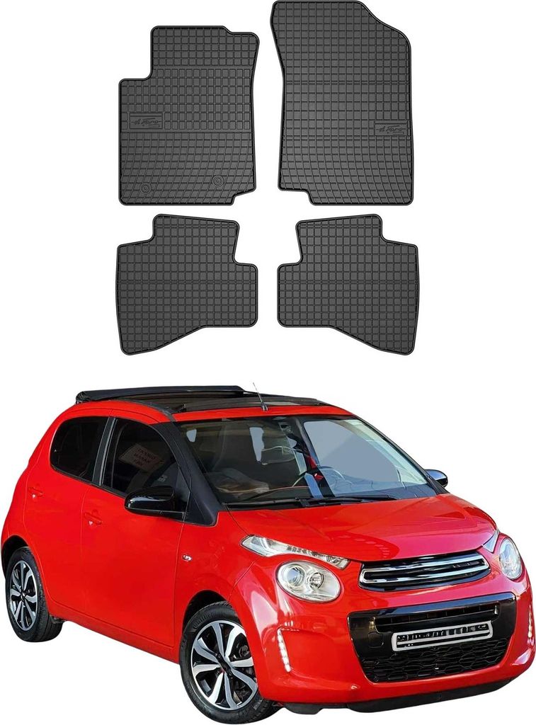 2014-2021 Citroen C1 tappetini in gomma nera 4 pz Immagine del prodotto 