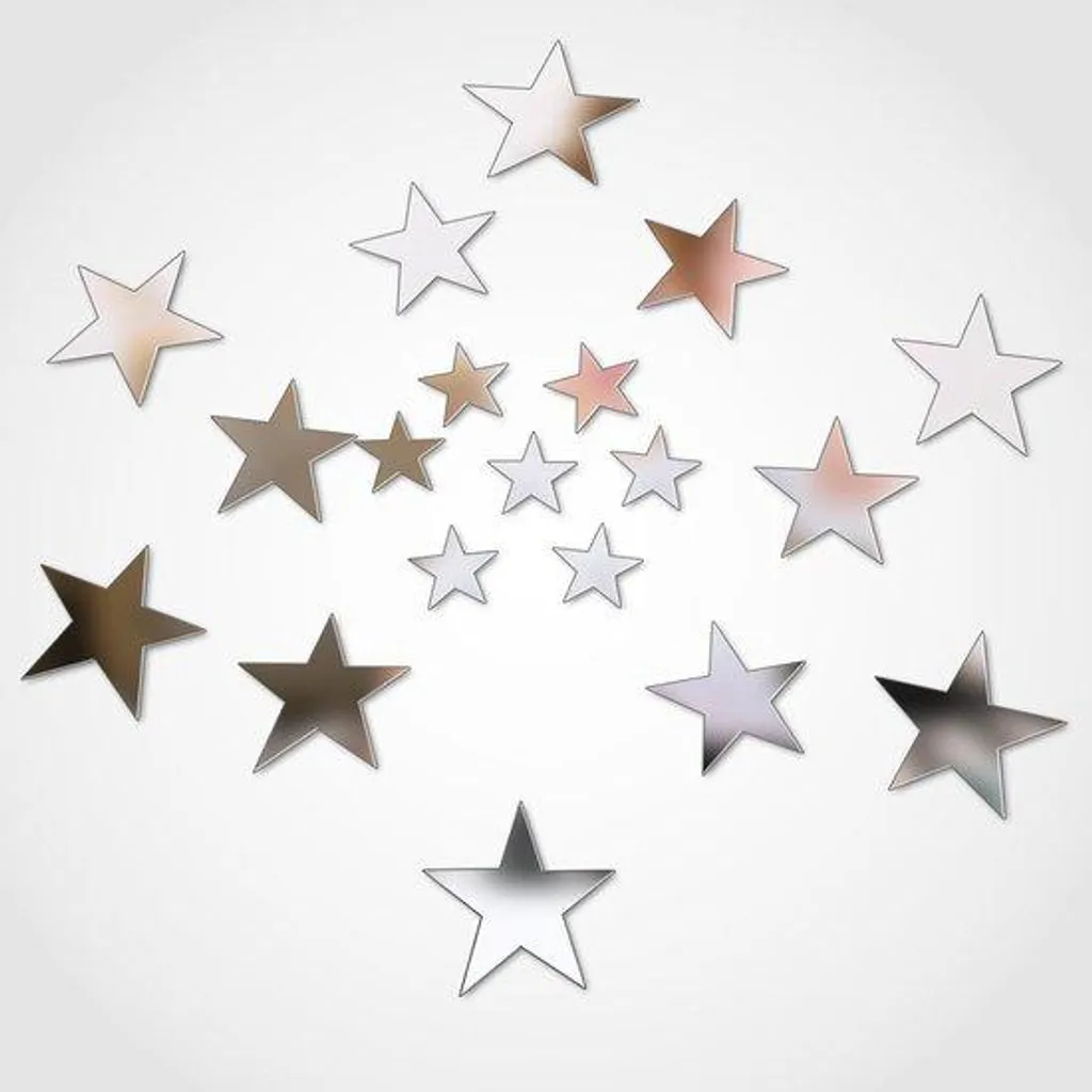 Inserts Miroirs Étoiles 3D en Acrylique Argenté - 60 Stickers Amovibles