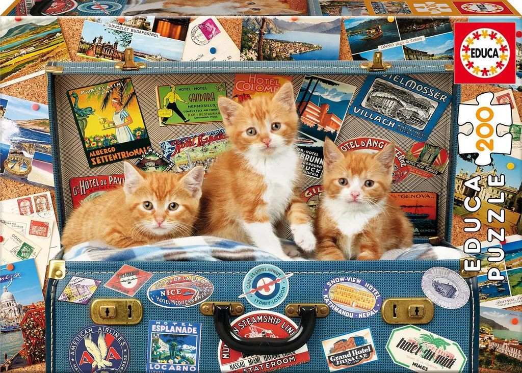 Educa - Katzen im Reisekoffer 200 Teile Puzzle Produktbild 