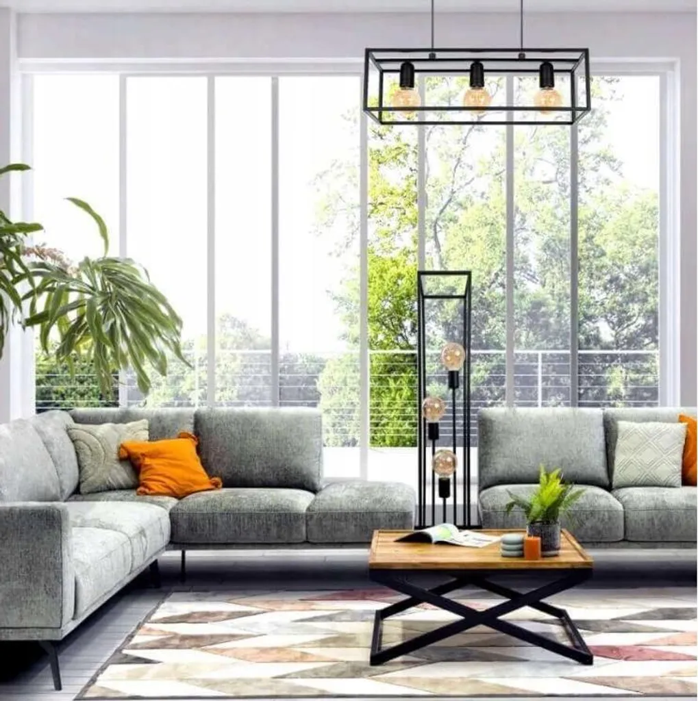 Lampada Sospensione Horus 2862/Z-B-3 Nera E27 Regolabile 3 Luci - 8