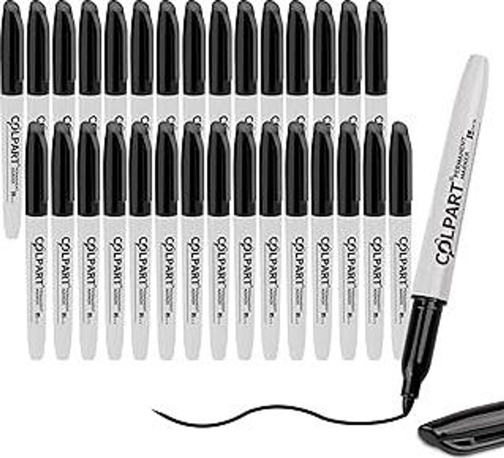 colpart Permanent Marker, 30 Pack-Fine Tip Black Marker Pens Set Waterproof, Fade-resistant, Quick Drying Work On Wood, Metal, Plastic, Stone, Glas...