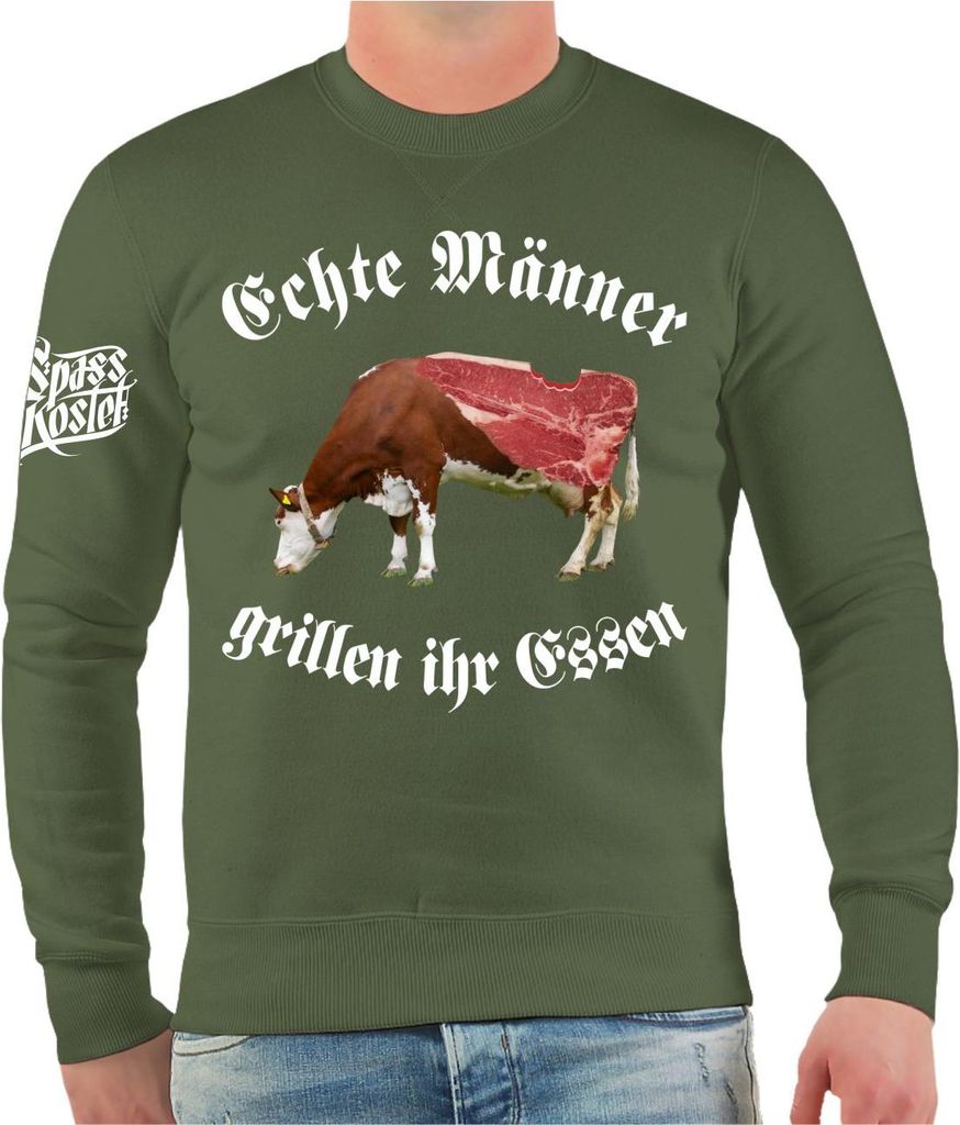 Herren Sweatshirt Echte Männer grillen ihr Essen