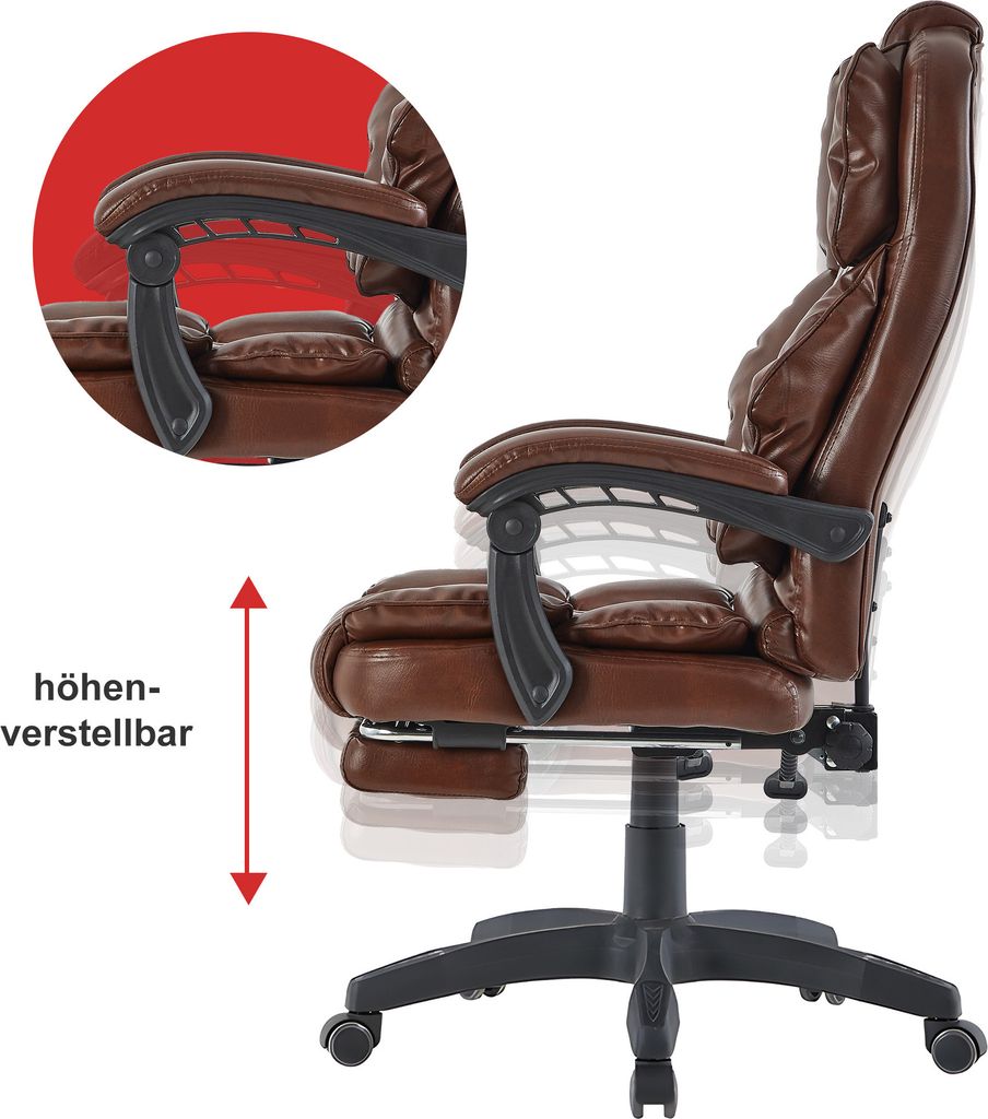 Bürostuhl mit Fußstütze und flexiblen 3-Punkt-Armlehnen - Produktbild 7
