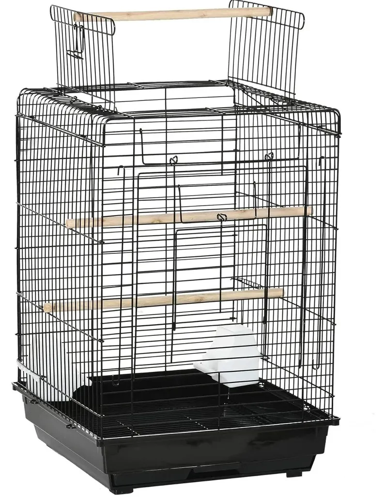 Cage oiseaux anti-évasion en fer noir 40x40x58cm - Nettoyage facile